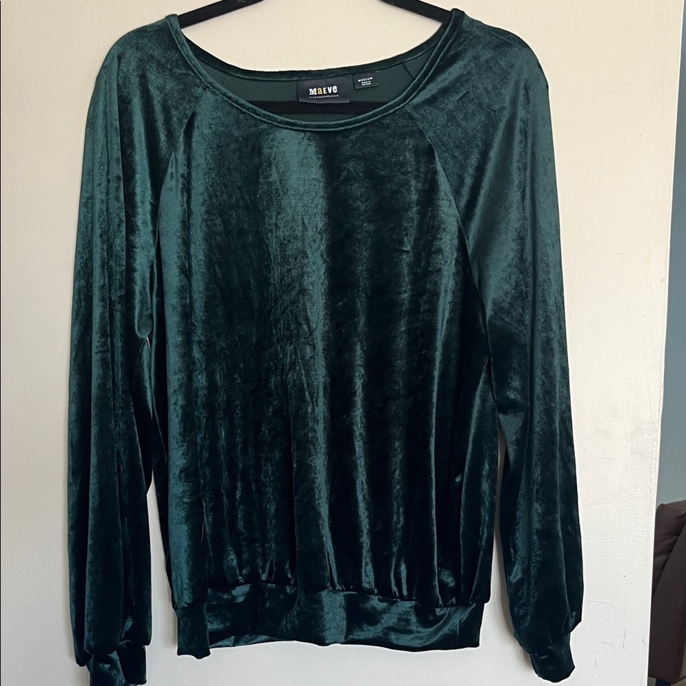 Maeve Emerald Velvet Blouse women’s size medium